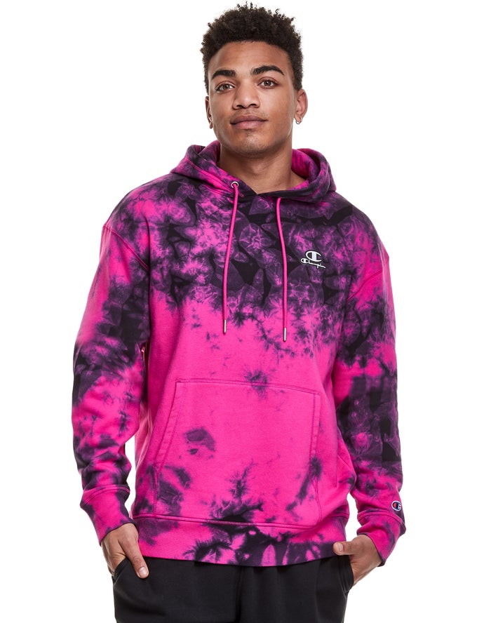 Champion Hoodie Heren - Roze/Zwart - Galaxy Dye Embroidered C & Script Applique ( 840739-QGW )